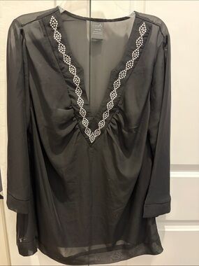Black Sheer V-Neck Women’s Swim Coverup